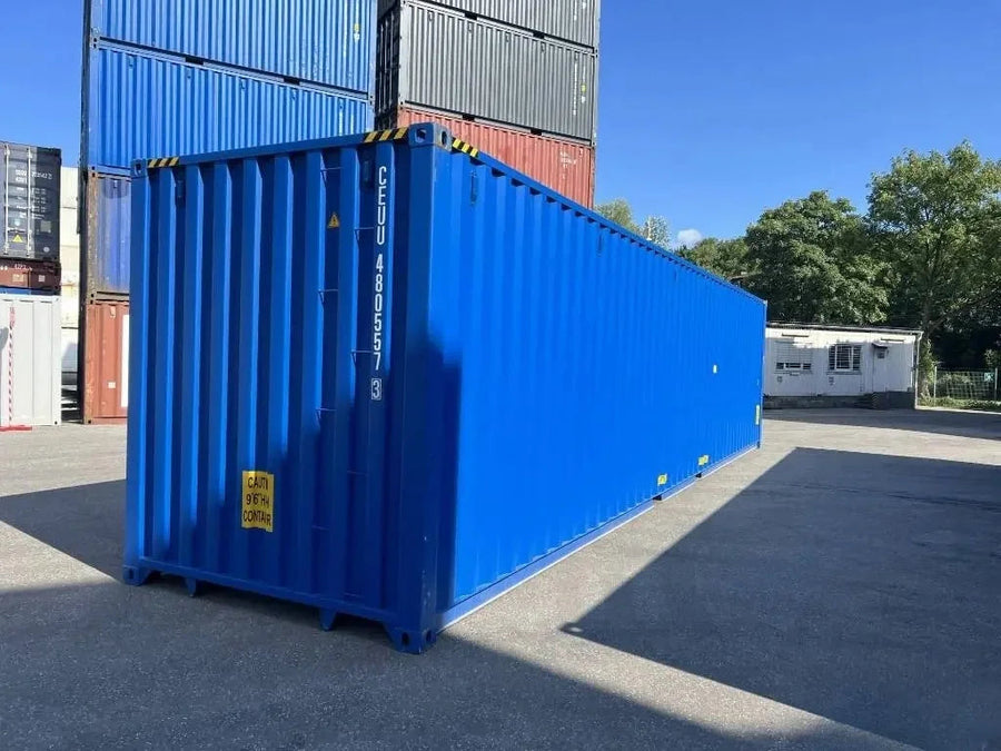 Conteneur maritime 40 pieds High Cube neuf en acier Corten bleu gentiane