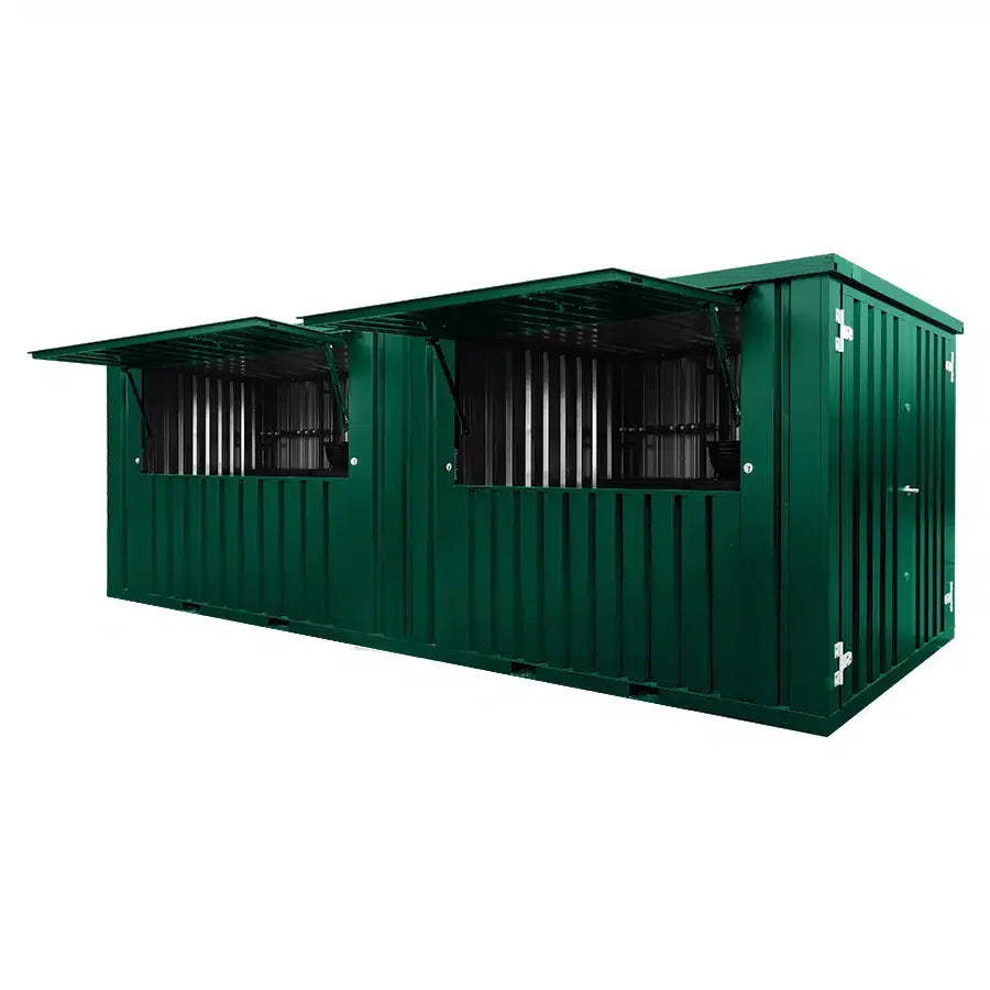 Kiosque-bar modulaire 12 m² avec comptoir rabattable couleur vert