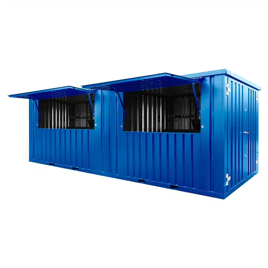 Kiosque-bar modulaire SYC 12 m² – acier galvanisé bleu Cielo