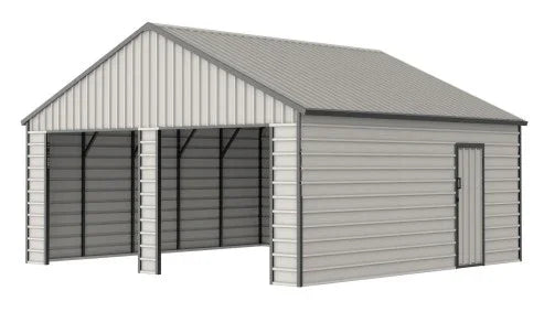 Garage métallique robuste 700x670cm avec toit à double pente