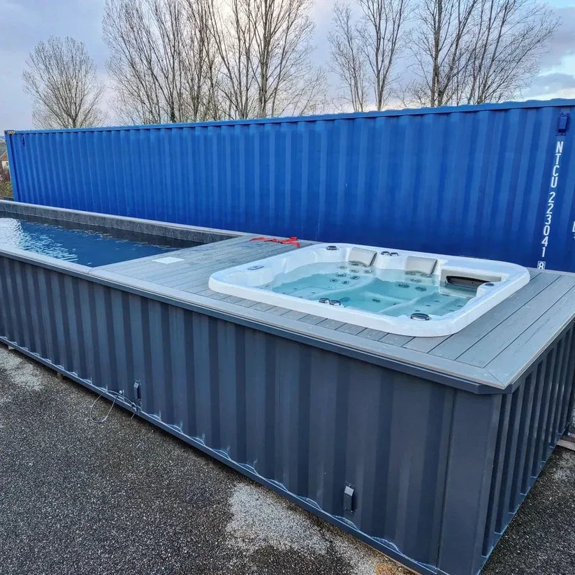 Piscine Conteneur 40′ avec spa hydromassant intégré – premium